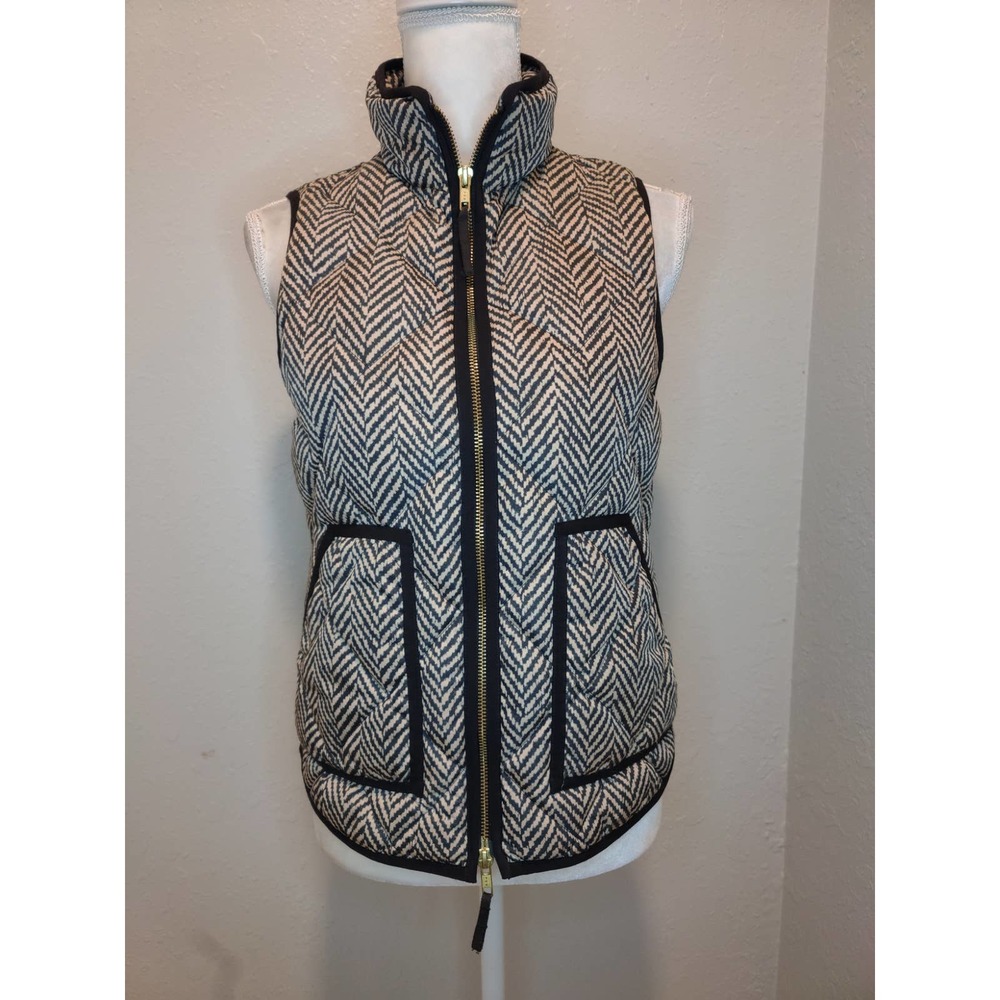 J. Crew Excursion Quilted Down Black & Tan Vest - image 2